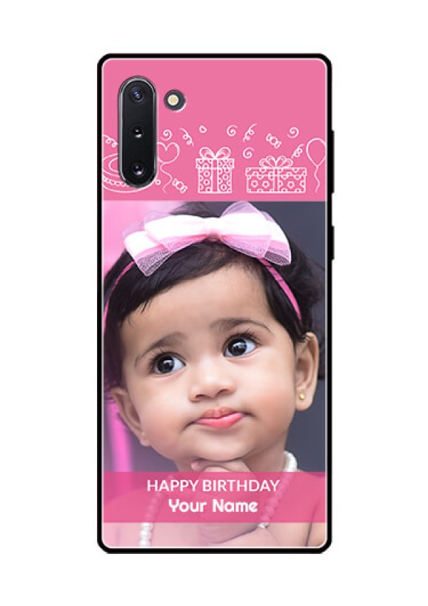 Galaxy Note 10 Photo Printing on Glass Case  - with Birthday Line Art Design
