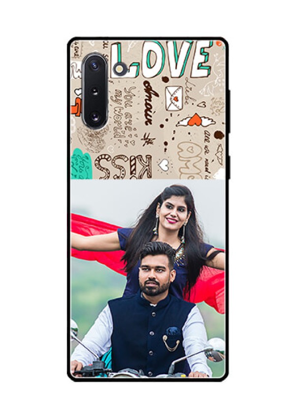 Galaxy Note 10 Custom Glass Phone Case  - Love Doodle Pattern 