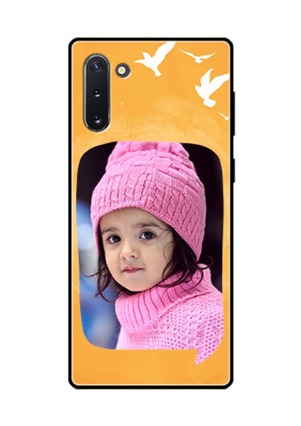 Galaxy Note 10 Personalized Glass Phone Case  - Water Color Design with Bird Icons