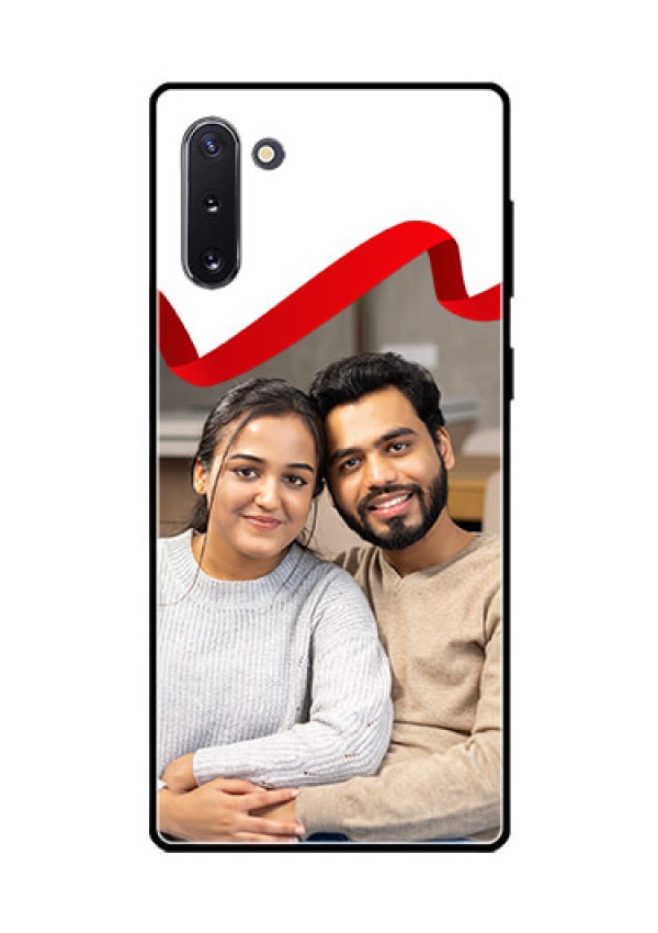 Galaxy Note 10 Photo Printing on Glass Case  - Red Ribbon Frame Design