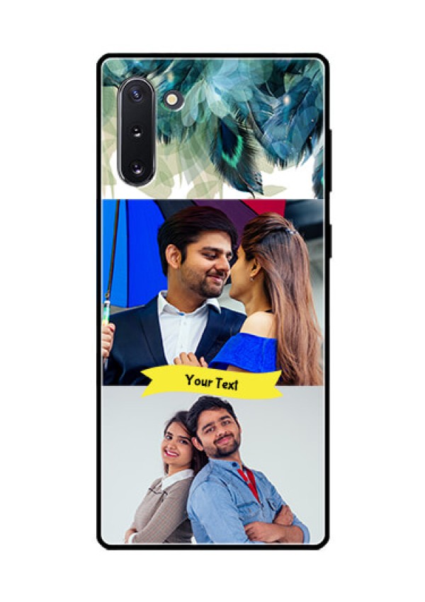 Galaxy Note 10 Personalized Glass Phone Case  - Image with Boho Peacock Feather Design
