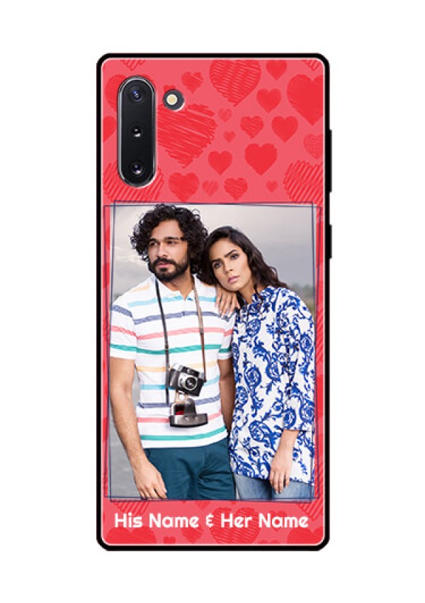 Galaxy Note 10 Photo Printing on Glass Case  - with Red Heart Symbols Design