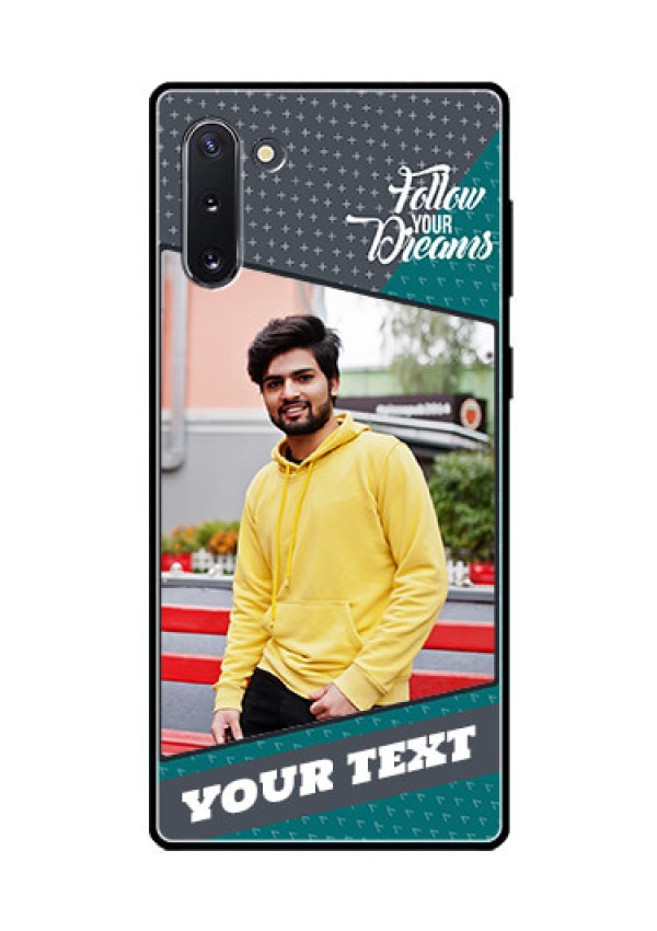 Galaxy Note 10 Personalized Glass Phone Case  - Background Pattern Design with Quote