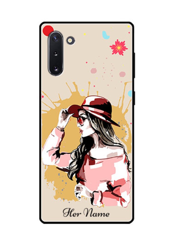Galaxy Note 10 Photo Printing on Glass Case - Women with pink hat Design