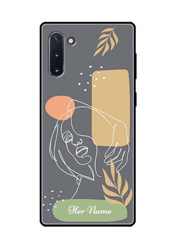 Galaxy Note 10 Custom Glass Phone Case - Gazing Woman line art Design