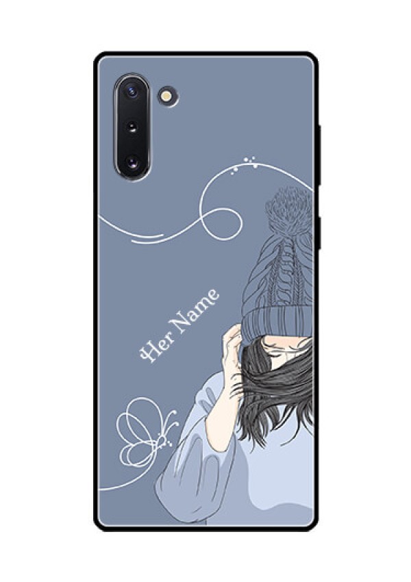 Galaxy Note 10 Custom Glass Mobile Case - Girl in winter outfit Design