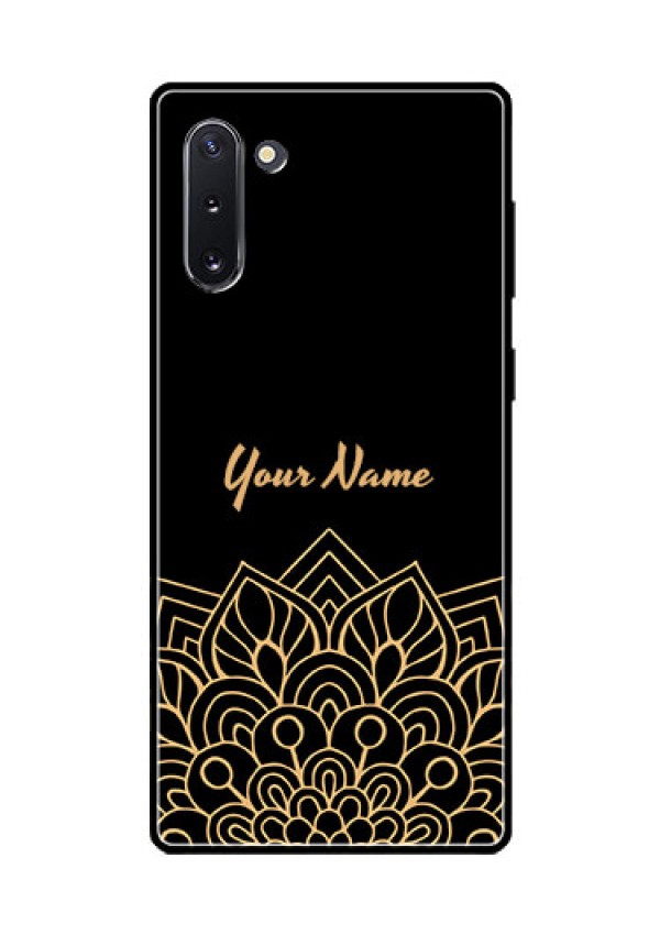 Galaxy Note 10 Custom Glass Phone Case - Golden mandala Design