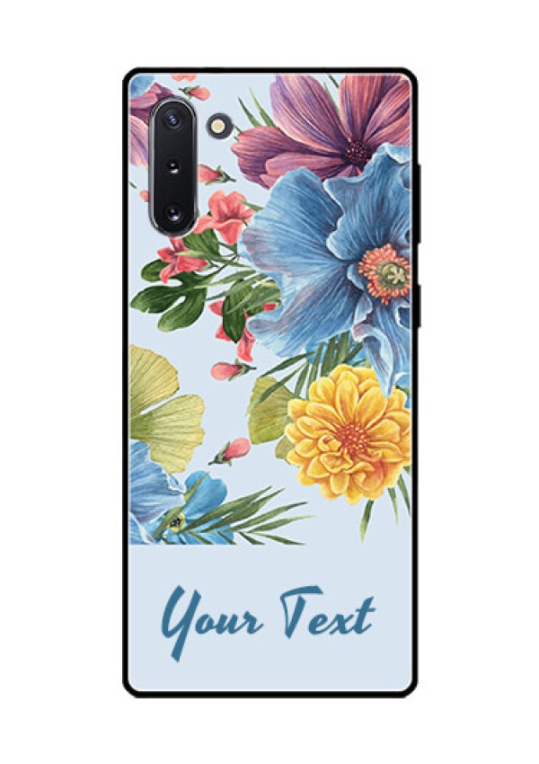 Galaxy Note 10 Custom Glass Mobile Case - Stunning Watercolored Flowers Painting Design