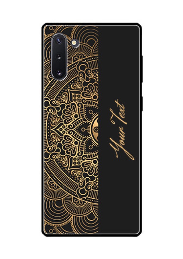 Galaxy Note 10 Photo Printing on Glass Case - Mandala art with custom text Design