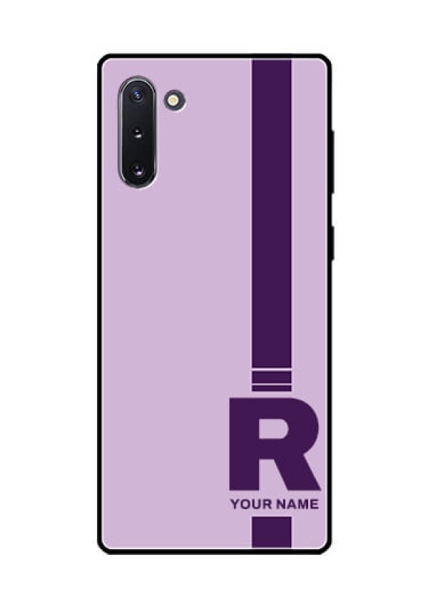Galaxy Note 10 Photo Printing on Glass Case - Simple dual tone stripe with name Design