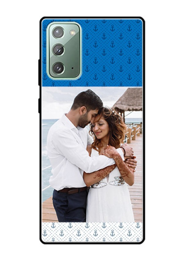 Galaxy Note 20 Photo Printing on Glass Case  - Blue Anchors Design