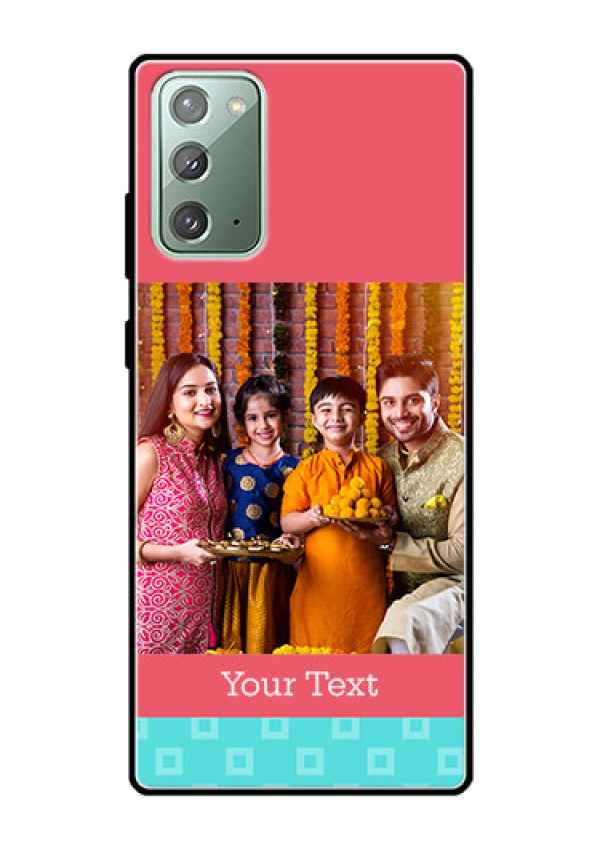 Galaxy Note 20 Personalized Glass Phone Case  - Peach & Blue Color Design