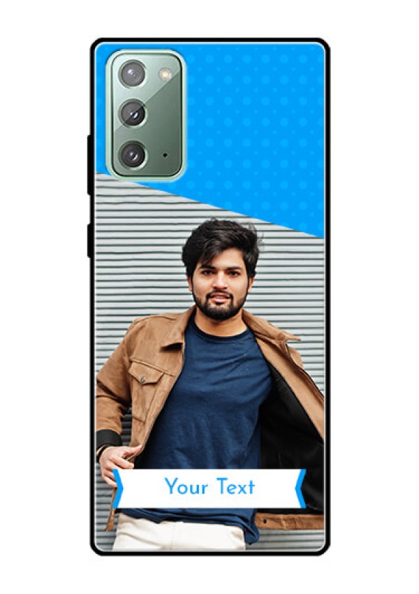 Galaxy Note 20 Photo Printing on Glass Case  - Simple Blue Color Design