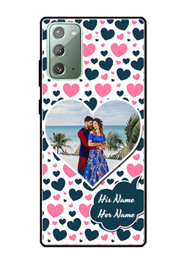 Galaxy Note 20 Custom Glass Phone Case  - Pink & Blue Heart Design