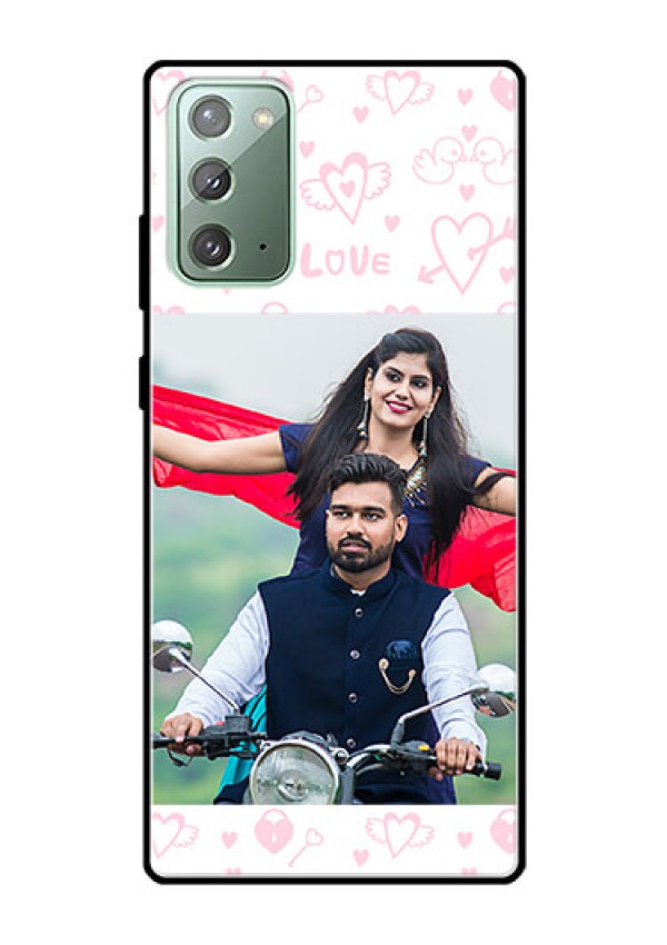 Galaxy Note 20 Custom Glass Mobile Case  - Pink Flying Heart Design