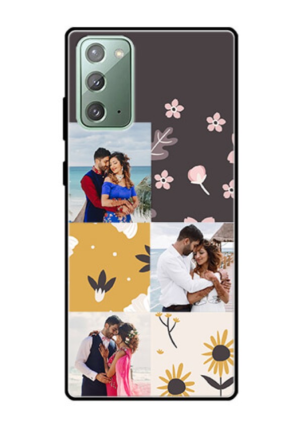 Galaxy Note 20 Photo Printing on Glass Case  - 3 Images with Floral Design