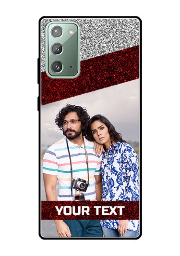 Galaxy Note 20 Personalized Glass Phone Case  - Image Holder with Glitter Strip Design