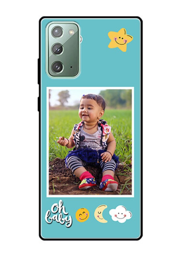 Galaxy Note 20 Personalized Glass Phone Case  - Smiley Kids Stars Design