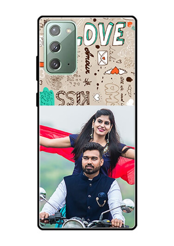 Galaxy Note 20 Custom Glass Phone Case  - Love Doodle Pattern 