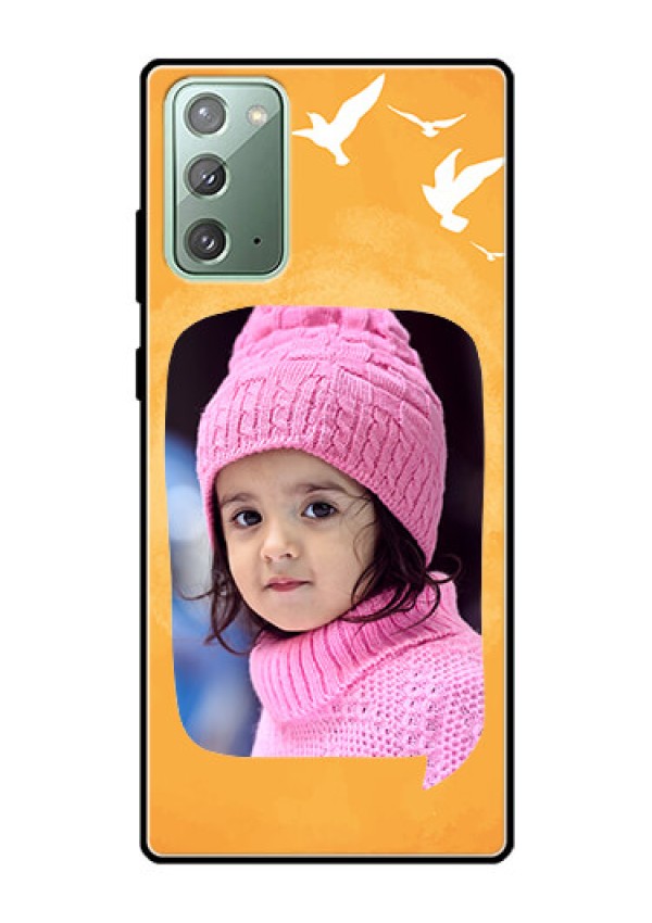 Galaxy Note 20 Personalized Glass Phone Case  - Water Color Design with Bird Icons
