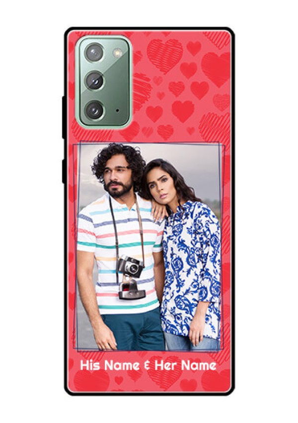 Galaxy Note 20 Photo Printing on Glass Case  - with Red Heart Symbols Design