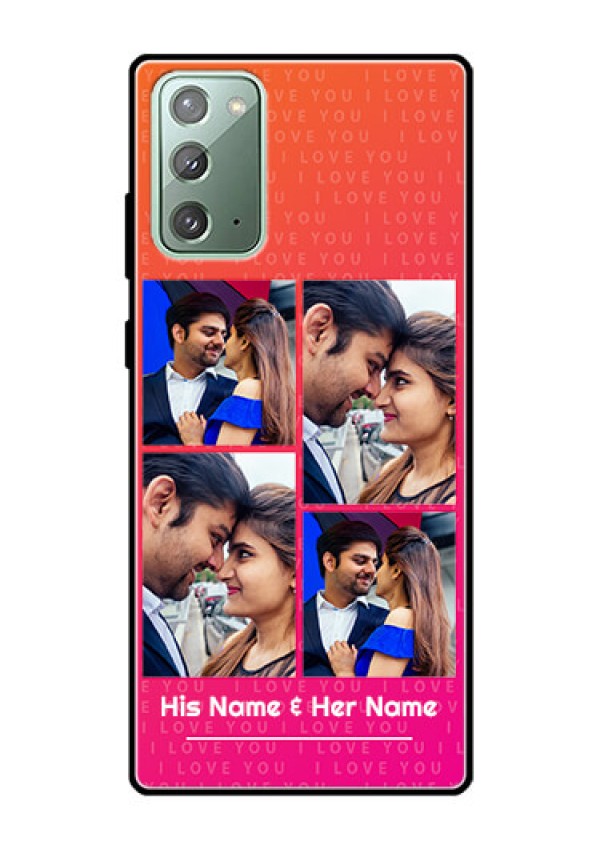 Galaxy Note 20 Custom Glass Phone Case  - I Love You Pink Design