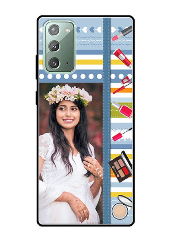 Galaxy Note 20 Personalized Glass Phone Case  - Makeup Icons Design
