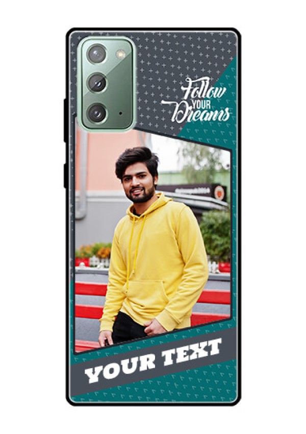 Galaxy Note 20 Personalized Glass Phone Case  - Background Pattern Design with Quote