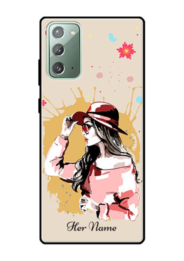 Galaxy Note 20 Photo Printing on Glass Case - Women with pink hat Design