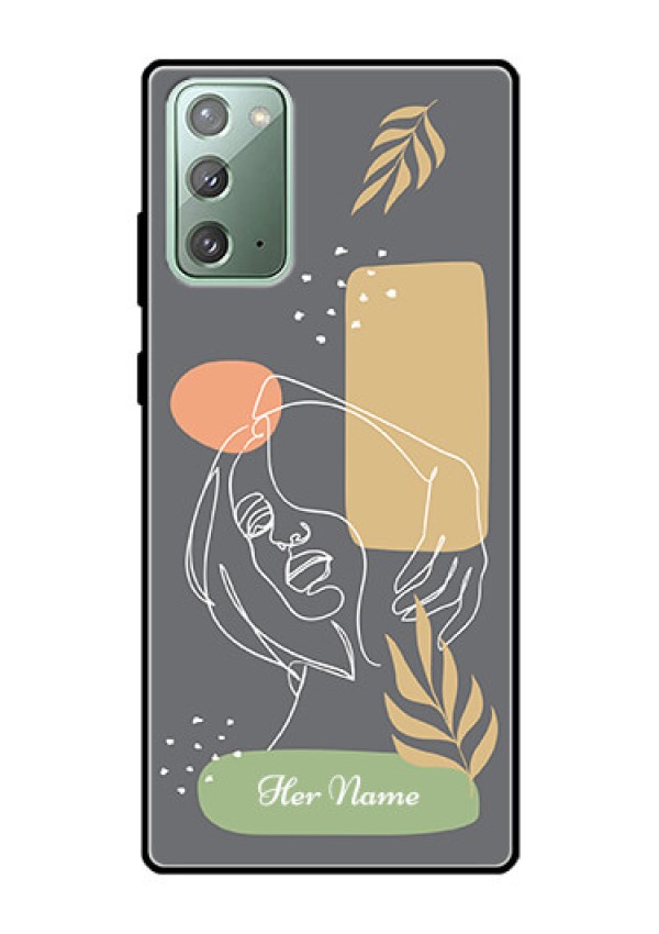 Galaxy Note 20 Custom Glass Phone Case - Gazing Woman line art Design