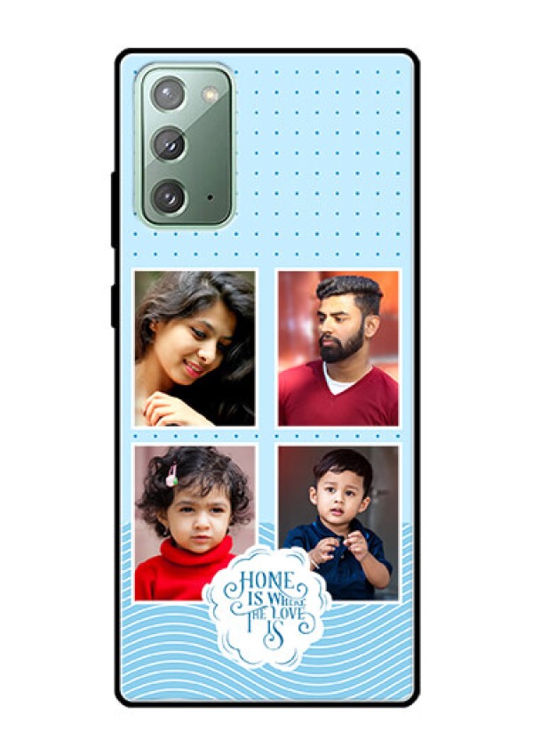 Galaxy Note 20 Custom Glass Phone Case - Cute love quote with 4 pic upload Design