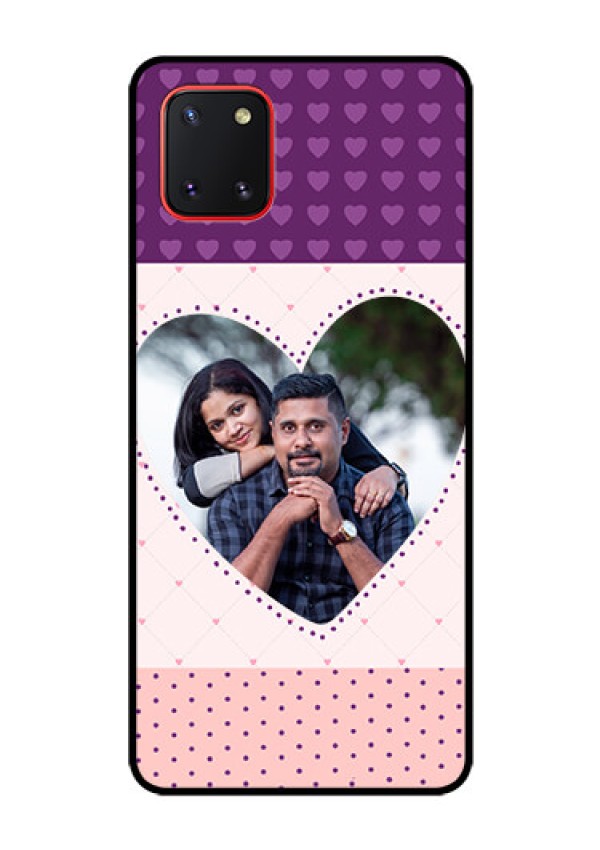 Galaxy Note10 Lite Custom Glass Phone Case - Violet Love Dots Design