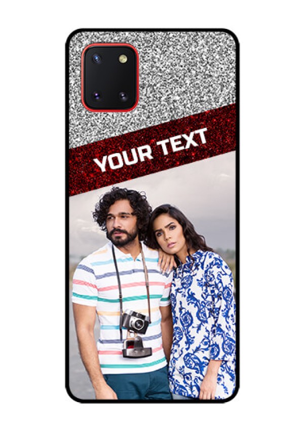 Galaxy Note10 Lite Personalized Glass Phone Case - Image Holder with Glitter Strip Design