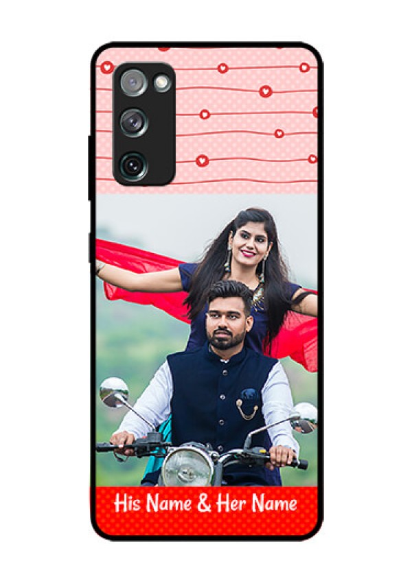 Galaxy S20 FE 5G Personalized Glass Phone Case  - Red Pattern Case Design