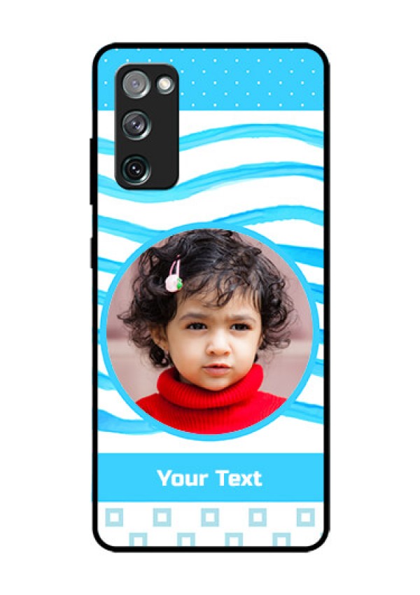 Galaxy S20 FE 5G Custom Glass Phone Case  - Simple Blue Case Design