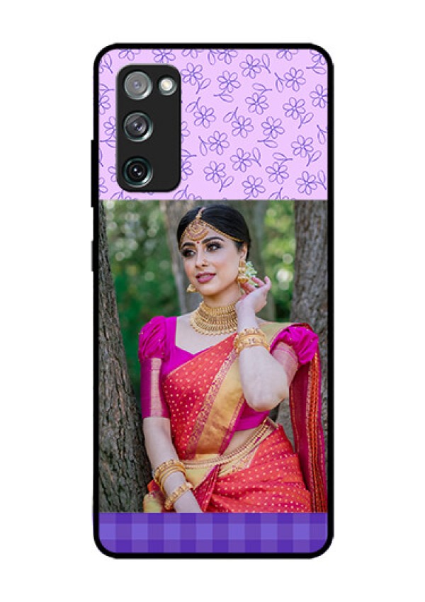 Galaxy S20 FE 5G Custom Glass Phone Case  - Purple Floral Design