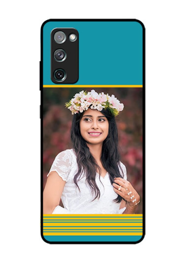 Galaxy S20 FE 5G Custom Glass Phone Case  - Yellow & Blue Design 