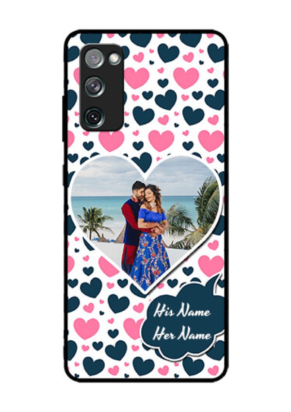 Galaxy S20 FE 5G Custom Glass Phone Case  - Pink & Blue Heart Design