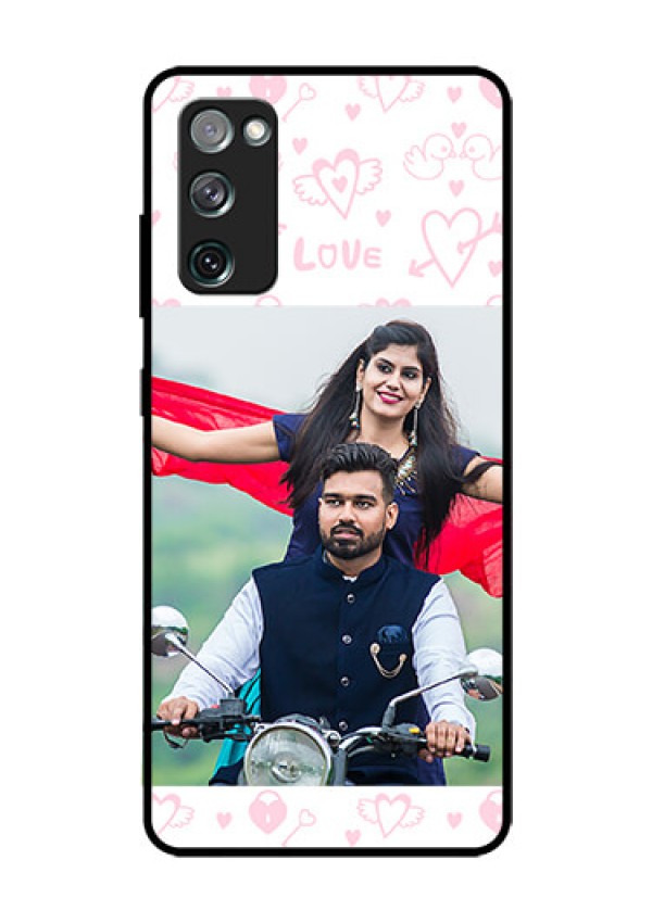 Galaxy S20 FE 5G Custom Glass Mobile Case  - Pink Flying Heart Design