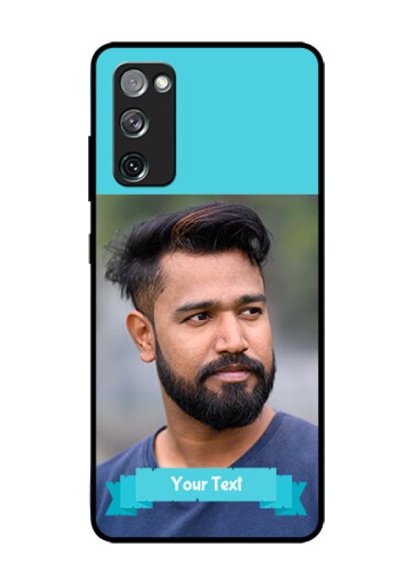Galaxy S20 FE 5G Personalized Glass Phone Case  - Simple Blue Color Design