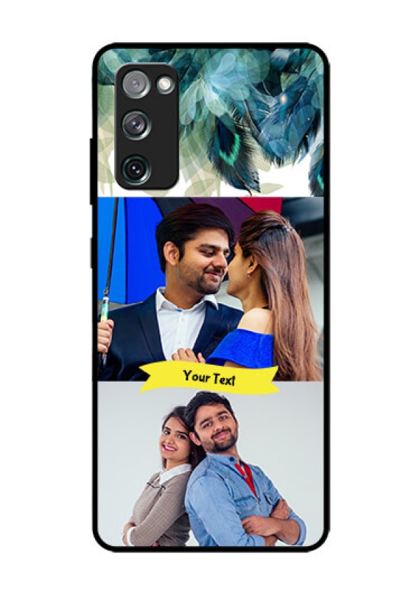 Galaxy S20 FE 5G Personalized Glass Phone Case  - Image with Boho Peacock Feather Design