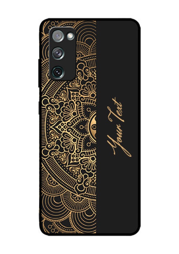 Galaxy S20 Fe 5G Photo Printing on Glass Case - Mandala art with custom text Design