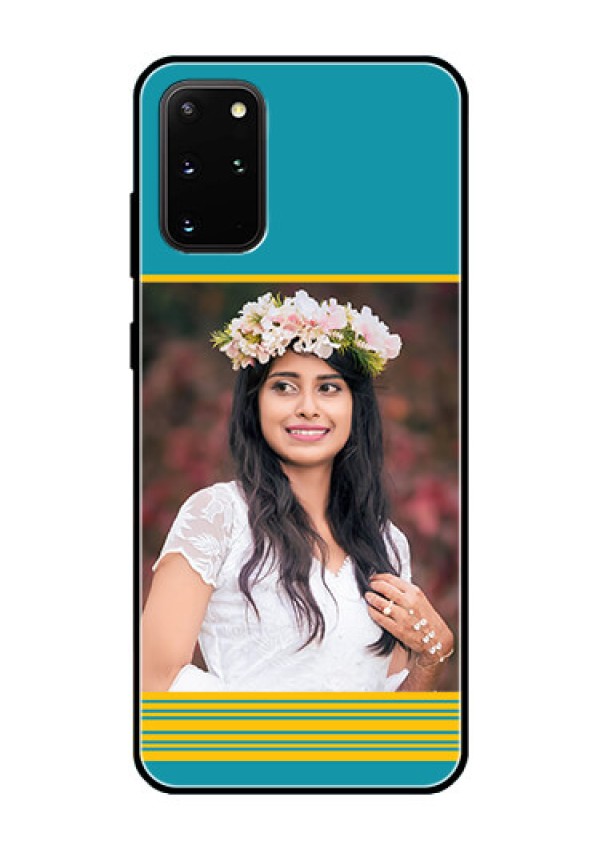 Galaxy S20 Plus Custom Glass Phone Case  - Yellow & Blue Design 