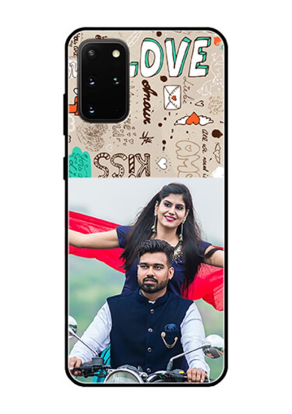 Galaxy S20 Plus Custom Glass Phone Case  - Love Doodle Pattern 
