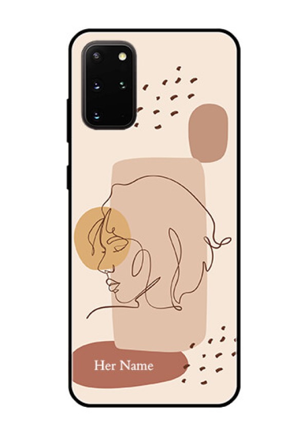 Galaxy S20 Plus Photo Printing on Glass Case - Calm Woman line art Design
