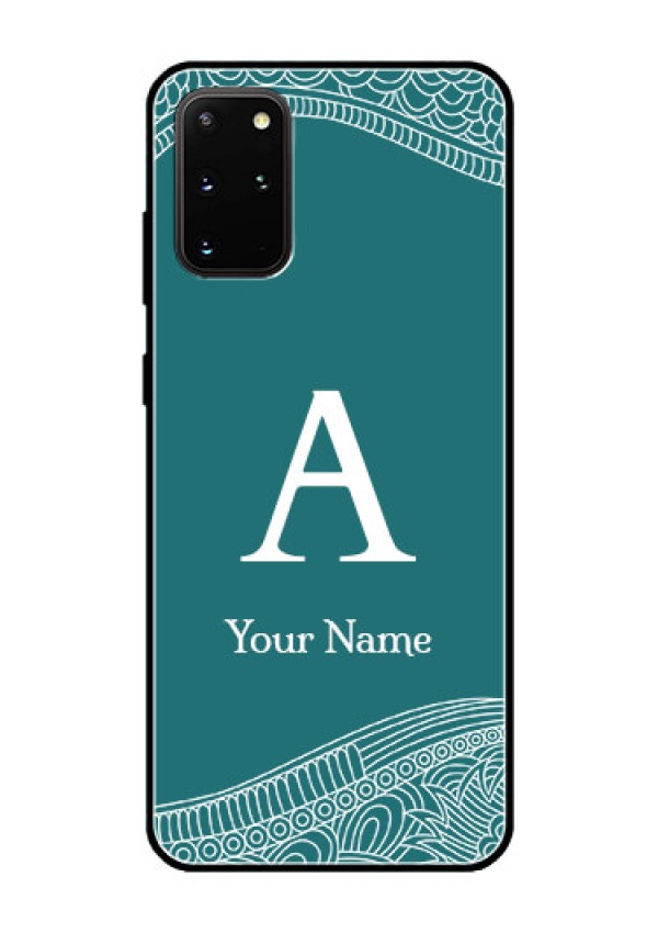 Galaxy S20 Plus Personalized Glass Phone Case - line art pattern with custom name Design