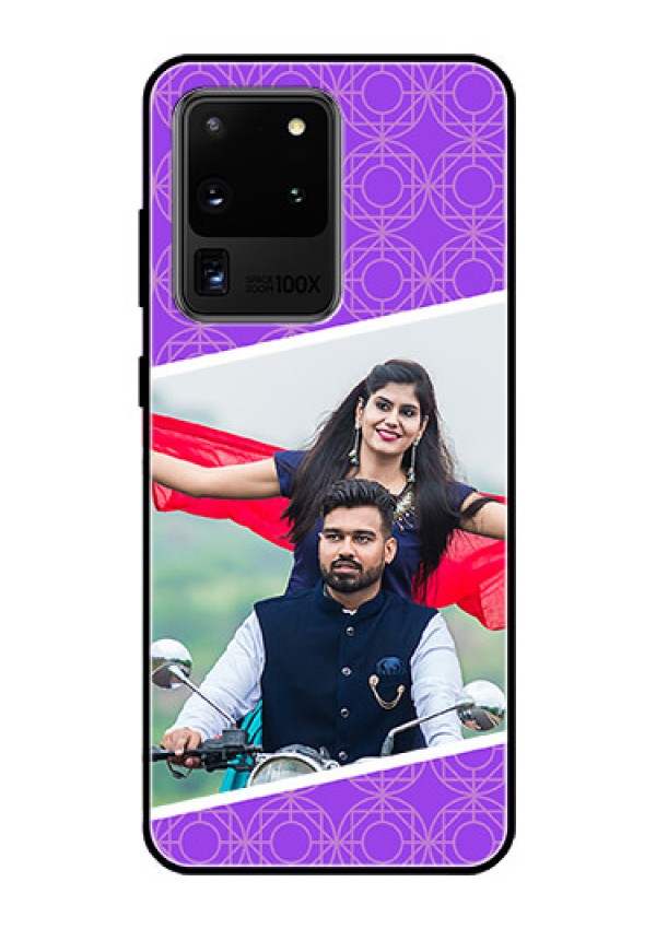 Galaxy S20 Ultra Custom Glass Phone Case  - Violet Pattern Design