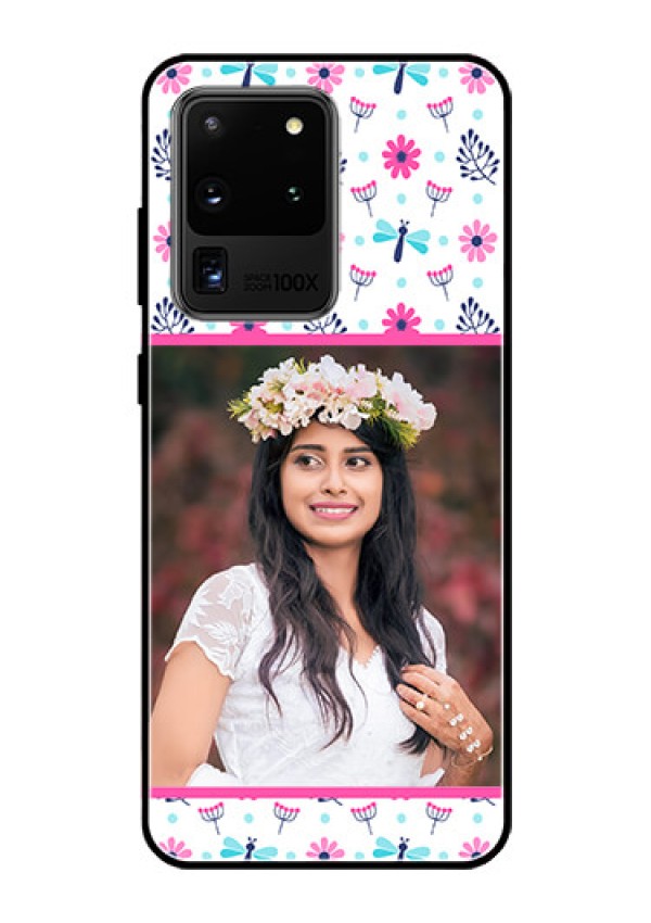 Galaxy S20 Ultra Photo Printing on Glass Case  - Colorful Flower Design