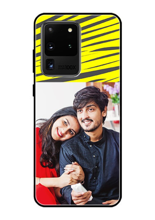 Galaxy S20 Ultra Photo Printing on Glass Case  - Yellow Abstract Design