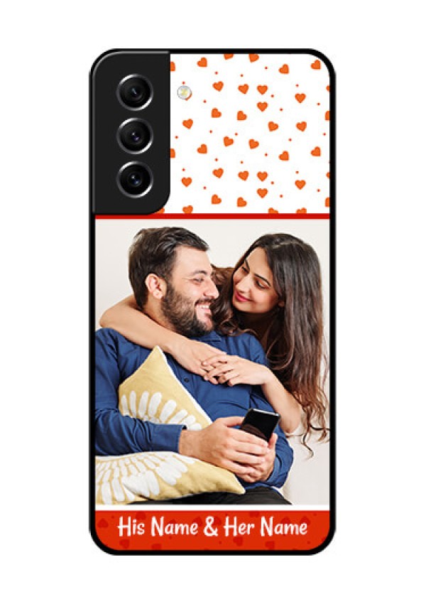 Galaxy S21 FE 5G Custom Glass Phone Case - Orange Love Symbol Design